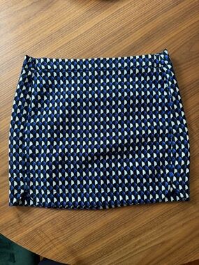 J. Crew Blue and Black Geometric Mini Skirt